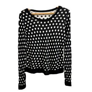 KENSIE Polka Dot Black/White Lightweight Sweater Sz Sm